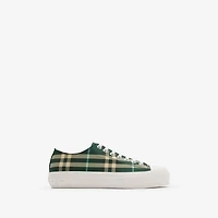 Check Nylon Blend Sneakers in Leaf - Men, Technical | Burberry® Official