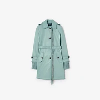 Short Fringed Leather Car Coat in Turquoise - Women | Burberry® Official