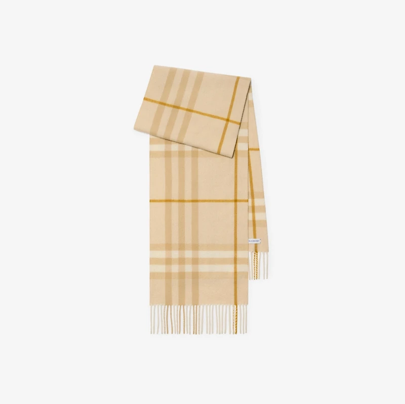Check Cashmere Scarf in White denim | Burberry® Official