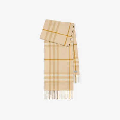 Check Cashmere Scarf in White denim | Burberry® Official