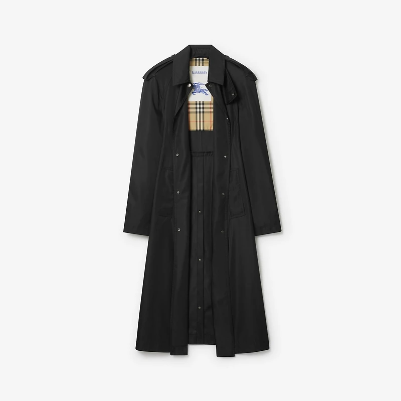 Long Nylon Hooded Car Coat in Black - Women | Burberry® Official
