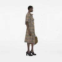 Check Silk Blend Trench Dress in Limestone - Women, Nylon | Burberry® Official