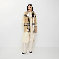 Check Alpaca Wool Blend Bouclé Scarf in Sand beige | Burberry® Official