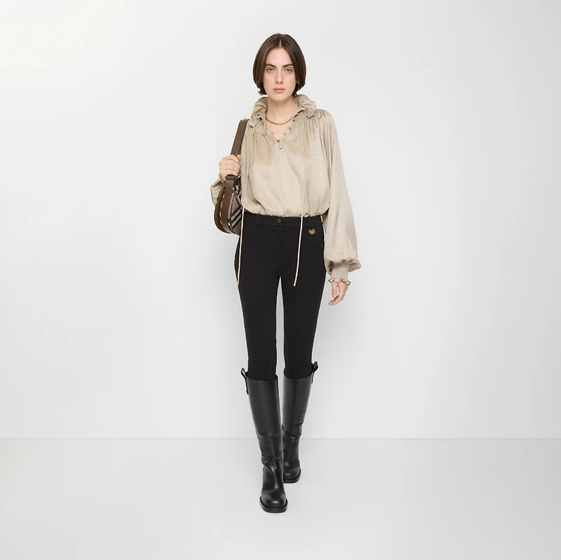 Herringbone Stretch Cotton Jodhpurs in Black - Women | Burberry® Official