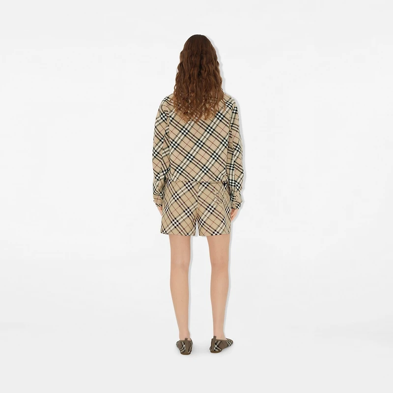 Check Shorts in Alabaster - Women, Nylon | Burberry® Official