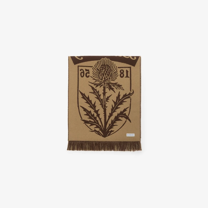 Thistle Shield Wool Scarf in Treacle brown | Burberry® Official