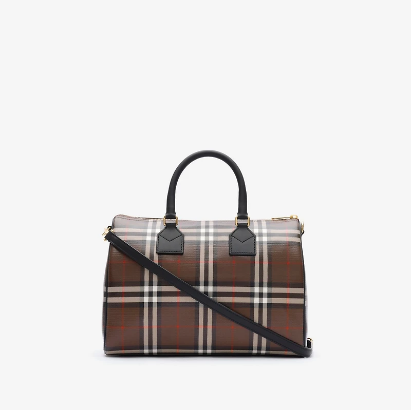 Medium Check Bowling Bag in Chocolate brown - Women | Burberry® Official