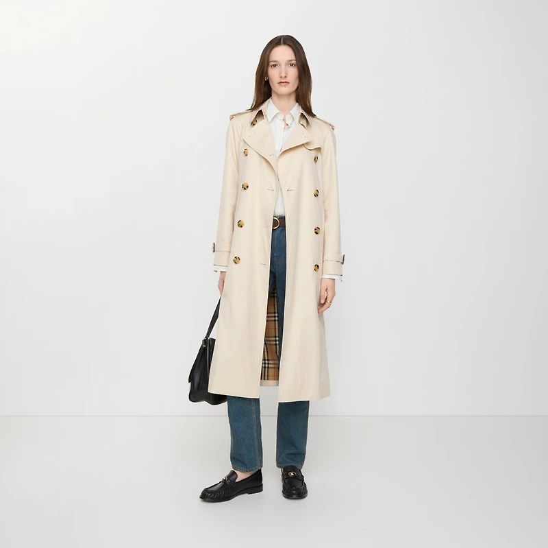 Long Tropical Gabardine Waterloo Trench Coat in Clam beige - Women | Burberry® Official