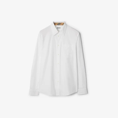 Regular Fit Cotton Poplin Shirt in Optic white - Men | Burberry® Official