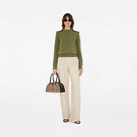 Check Epaulette Wool Cashmere Blend Sweater in Wreath - Women | Burberry® Official