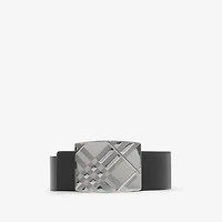Reversible Engraved Check Belt in Black/sand beige - Men | Burberry® Official