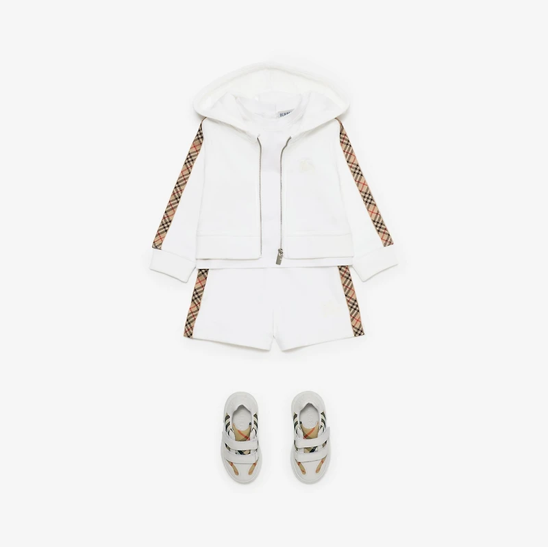 Check Trim Cotton Shorts in White | Burberry® Official