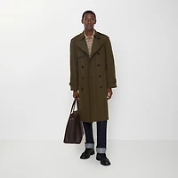 Long Lightweight Cotton Trench Coat in Marsh green - Men | Burberry® Official