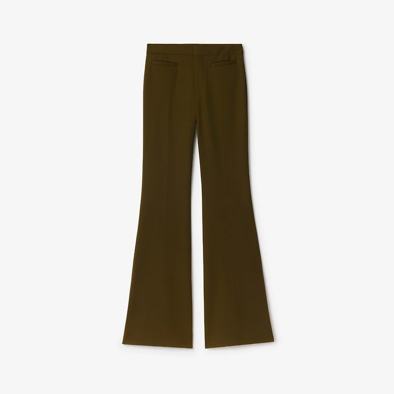 Nylon Wool Blend Tailored Trousers in Furrow - Women | Burberry® Official