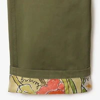 Highgrove Turn-up Cotton Trousers in Wreath - Women | Burberry® Official