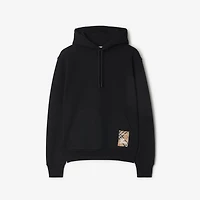 Check Label Cotton Hoodie in Black - Men | Burberry® Official