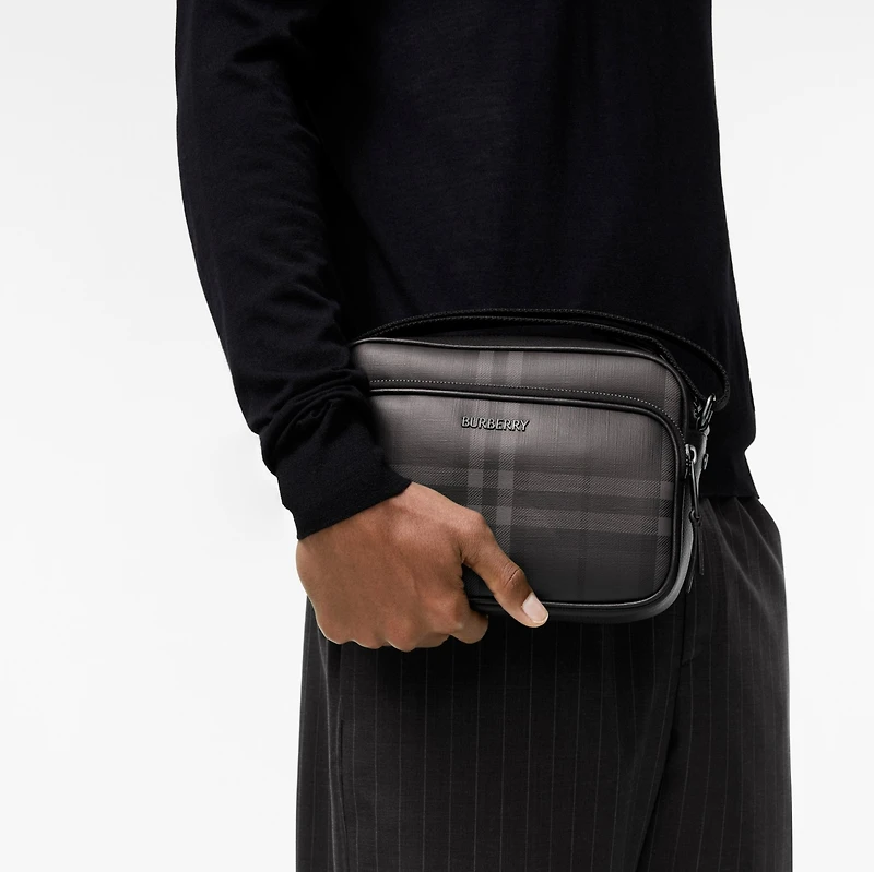 City Check Pocket Crossbody bag in Iron grey - Men, Cotton, Technical | Burberry® Official