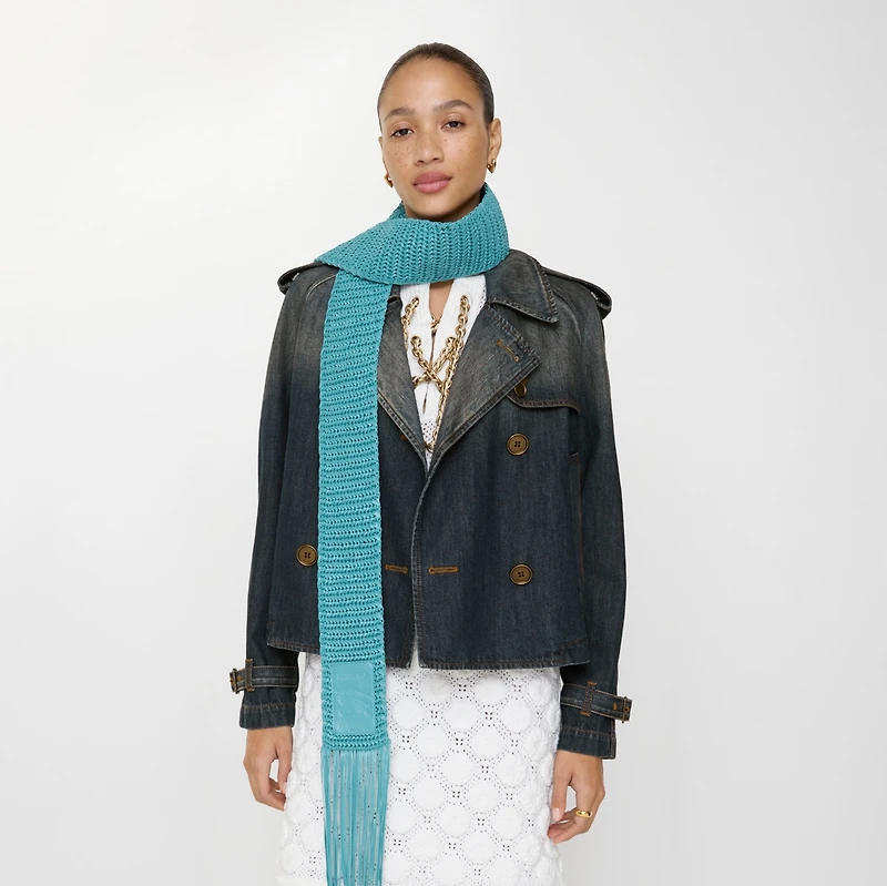 Cropped Denim Mayfair Trench Jacket in Mid blue - Women | Burberry® Official