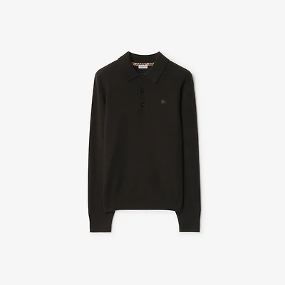 Long-sleeve Cashmere Blend Polo Shirt in Scorched brown - Men | Burberry® Official