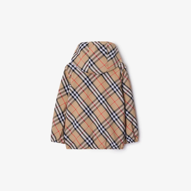 Reversible Check Cotton Blend Jacket in Sand | Burberry® Official