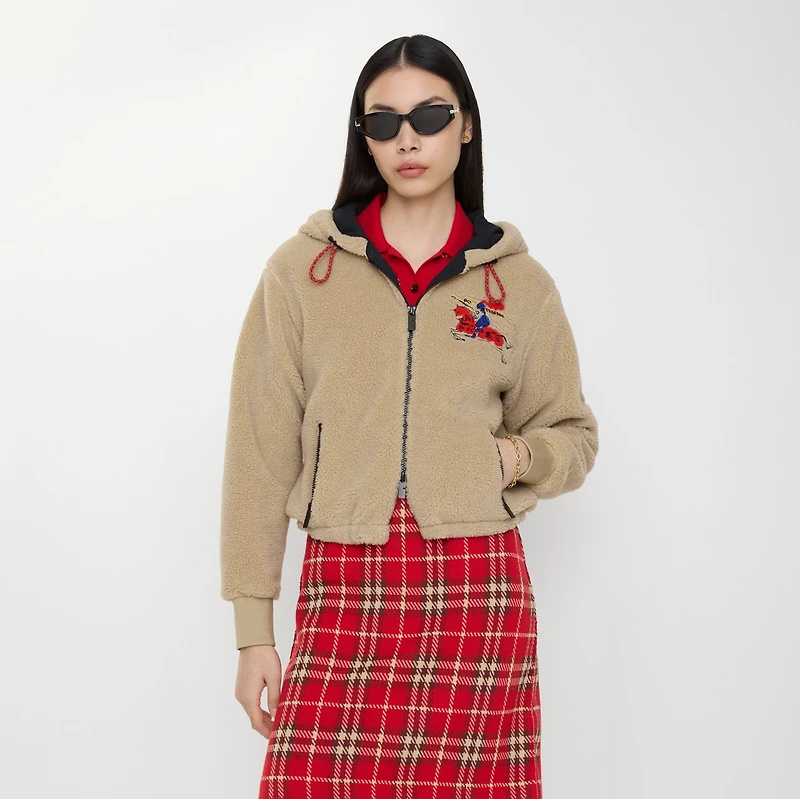 Cropped EKD Wool Cashmere Blend Fleece in Limestone beige - Women | Burberry® Official