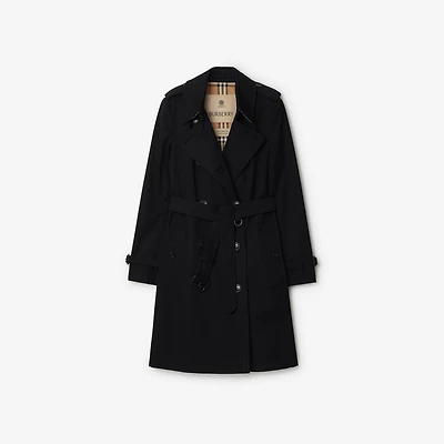 Mid-length Chelsea Heritage Trench Coat in Black - Women, Cotton Gabardine | Burberry® Official