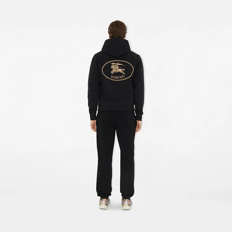 Knight Stamp Cotton Hoodie in Black - Men | Burberry® Official