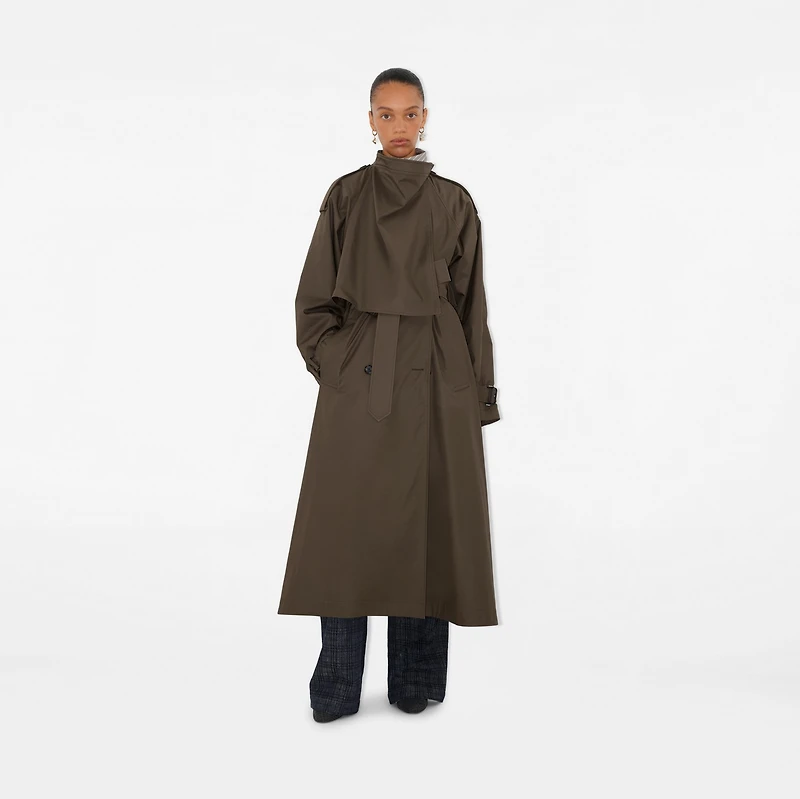 Long Gabardine Trench Coat in Military - Women, Cotton | Burberry® Official