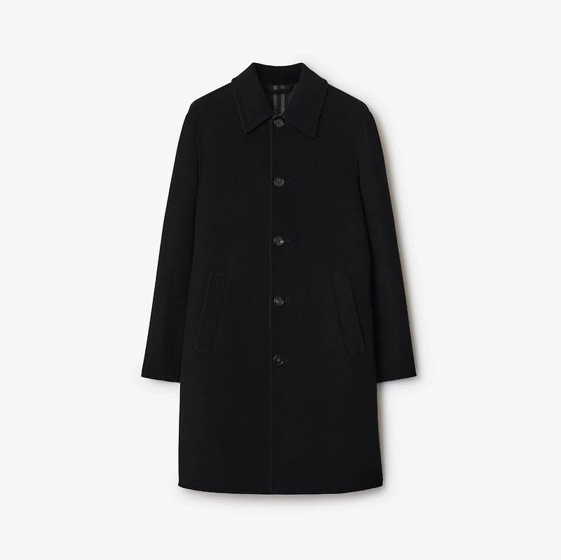Mid-length Wool Car Coat in Black/snug brown - Men | Burberry® Official