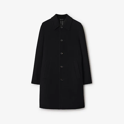 Mid-length Wool Car Coat in Black/snug brown - Men | Burberry® Official
