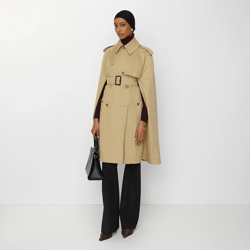 Gabardine Belmont Trench Cape in Beige - Women, Cotton Gabardine | Burberry® Official