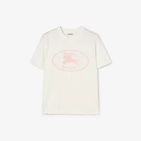 Knight Stamp Cotton T-shirt in Chalk white/mallow pink - Women | Burberry® Official
