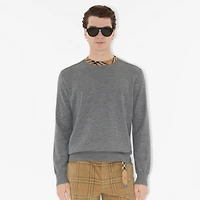 Check Trim Wool Sweater in Grey - Men | Burberry® Official
