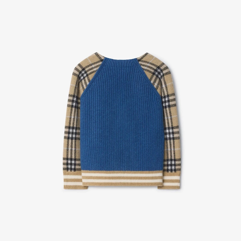 Check Wool Zip Cardigan in Cornflower blue | Burberry® Official