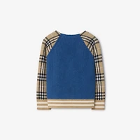 Check Wool Zip Cardigan in Cornflower blue | Burberry® Official