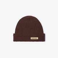 Logo Patch Wool Beanie in Treacle brown - Men | Burberry® Official