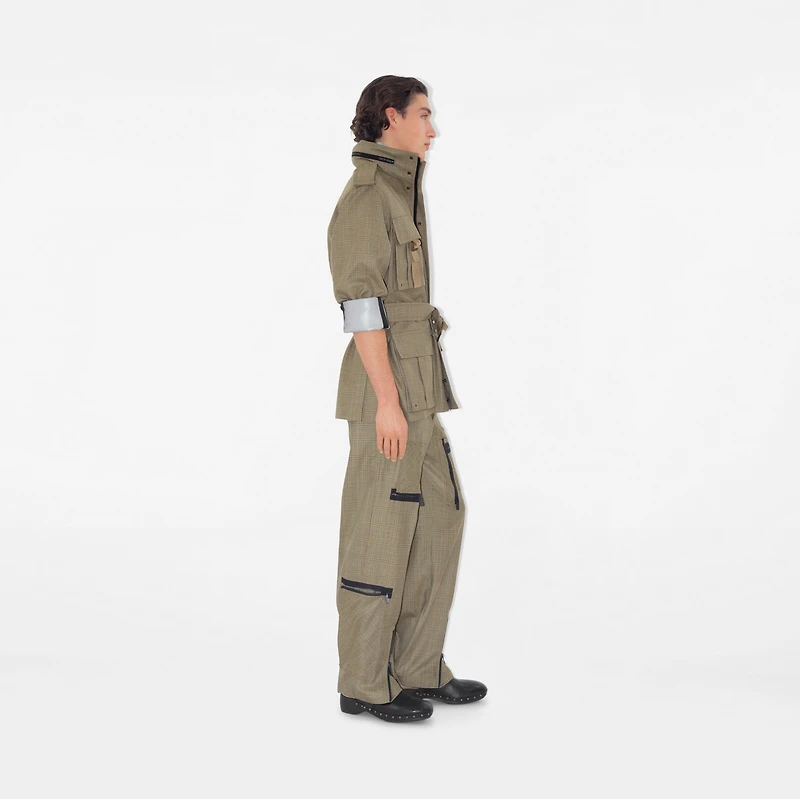 Check Wool Trousers in Loch/bliss - Men | Burberry® Official