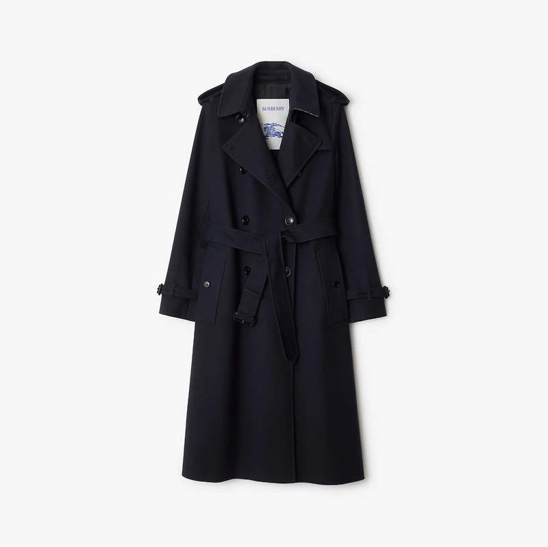 Long Cashmere Kensington Trench Coat in Navy - Women | Burberry® Official