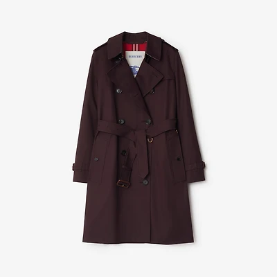 Mid-length Gabardine Kensington Trench Coat in Wine red - Women | Burberry® Official