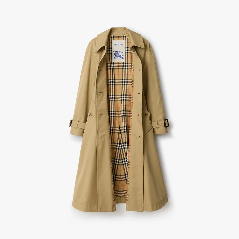 Long Gabardine Ellingham Fit-and-flare Car Coat in Beige - Women | Burberry® Official