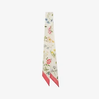Skinny Blooms of Britain Silk Scarf in Sesame beige | Burberry® Official