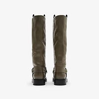 Leather Saddle High Boots in Loch - Women | Burberry® Official
