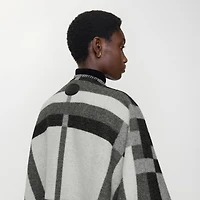 Colour Block Check​ Wool Cape in Chalk | Burberry® Official