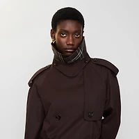 Cropped Gabardine Trench Jacket in Clove brown - Women, Cotton | Burberry® Official