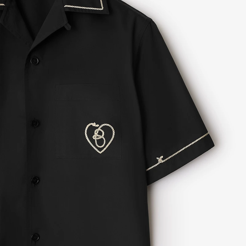 Relaxed Fit B Heart Cotton Poplin Shirt in Black - Men | Burberry® Official
