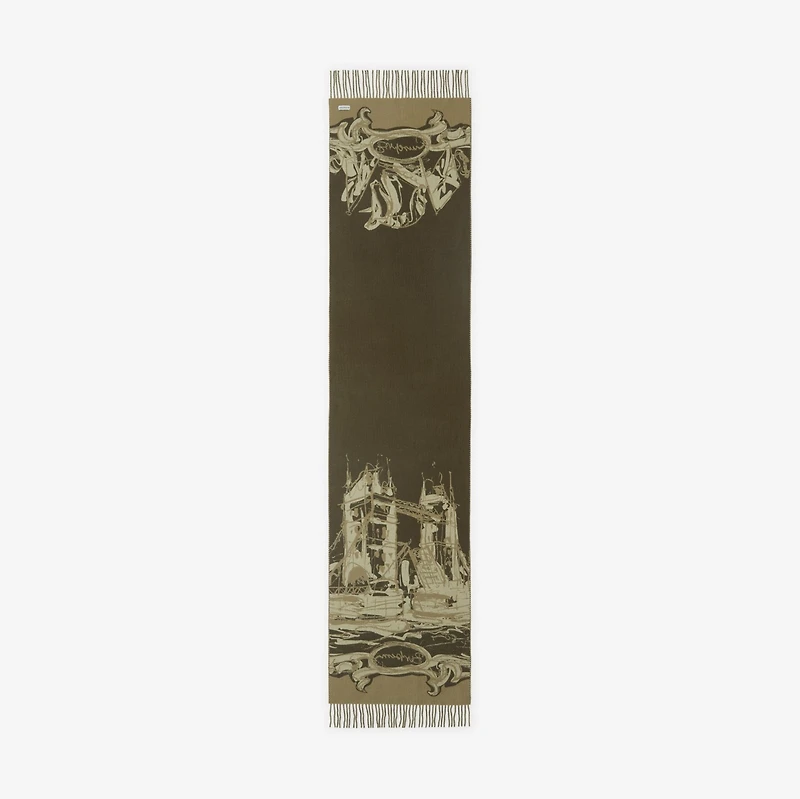 Tower Bridge Cashmere Scarf in Hunter | Burberry® Official