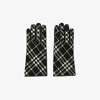 Check Wool Cashmere Gloves in Black/calico white - Men | Burberry® Official