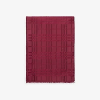Wide Check Silk Wool Cashmere Scarf in Ripple red | Burberry® Official