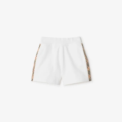 Check Trim Cotton Shorts in White | Burberry® Official
