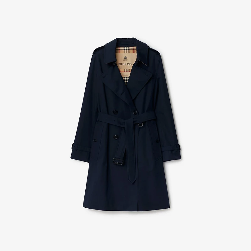 Mid-length Kensington Heritage Trench Coat in Coal blue - Women, Cotton Gabardine | Burberry® Official